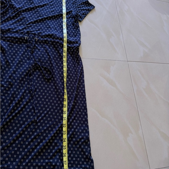 Women's H&M Polka Dot Printed Navy Flutter-Sleeve Dress Size M Spring Midi - Picture 7 of 16